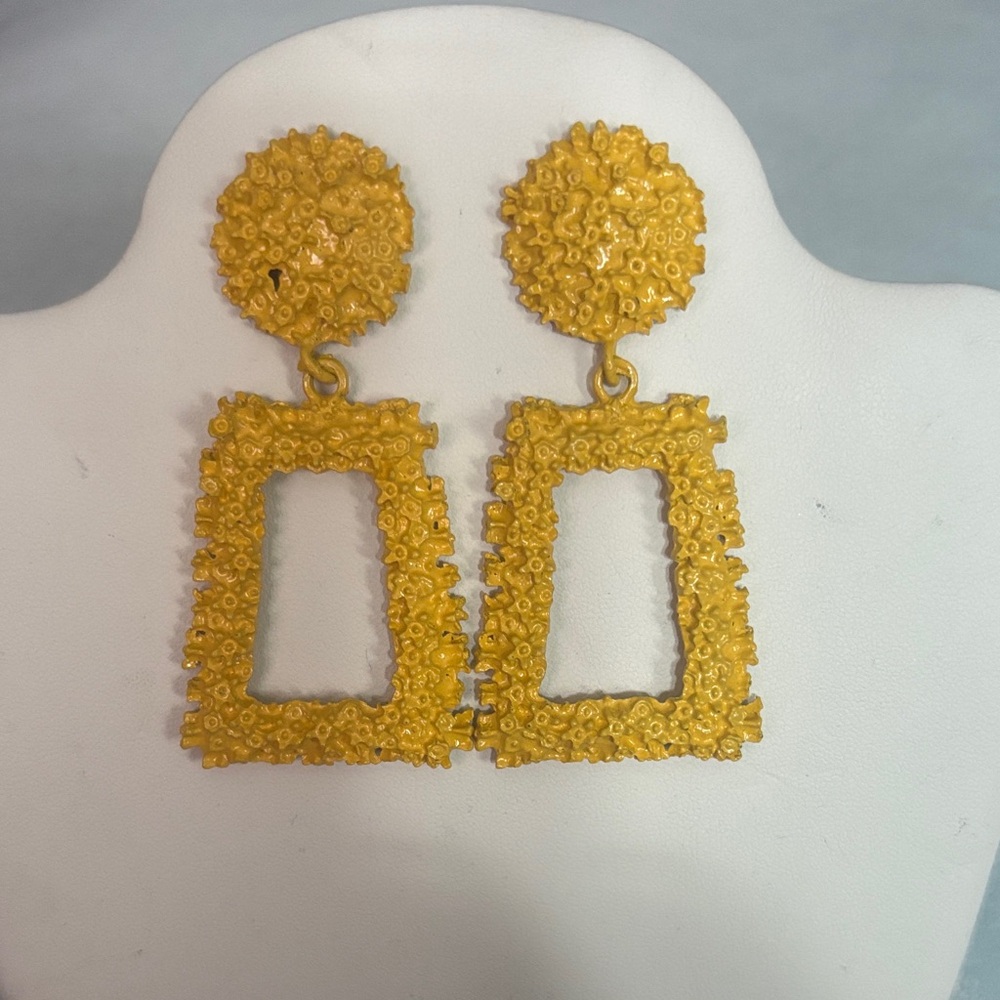 Gold Textured Drop Earrings